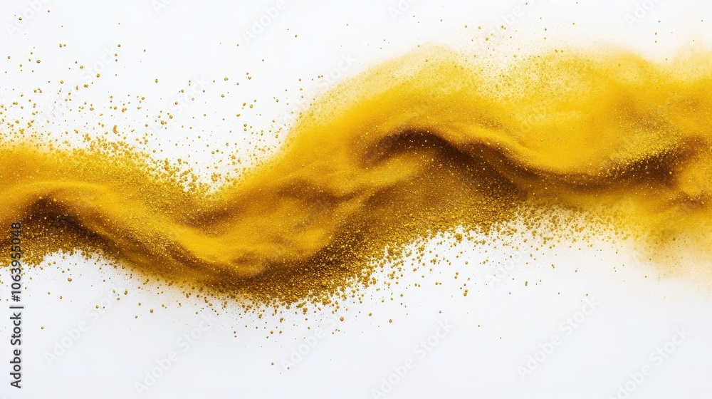 Obraz premium Golden Dust Wave on White Background