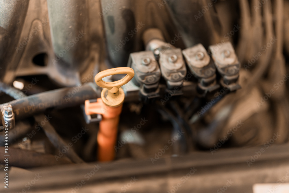 Detailed Close-Up of Engine Fuel Injector System in a Vehicle Detailed Close-Up of Engine Fuel Injector System in a Vehicle