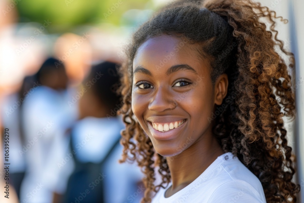 Portrait of a young female volunteer community center Portrait of a young female volunteer community center