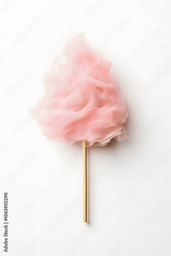 3d fluffy Pink Cotton candy on stick, isolated on white background 3d fluffy Pink Cotton candy on stick, isolated on white background