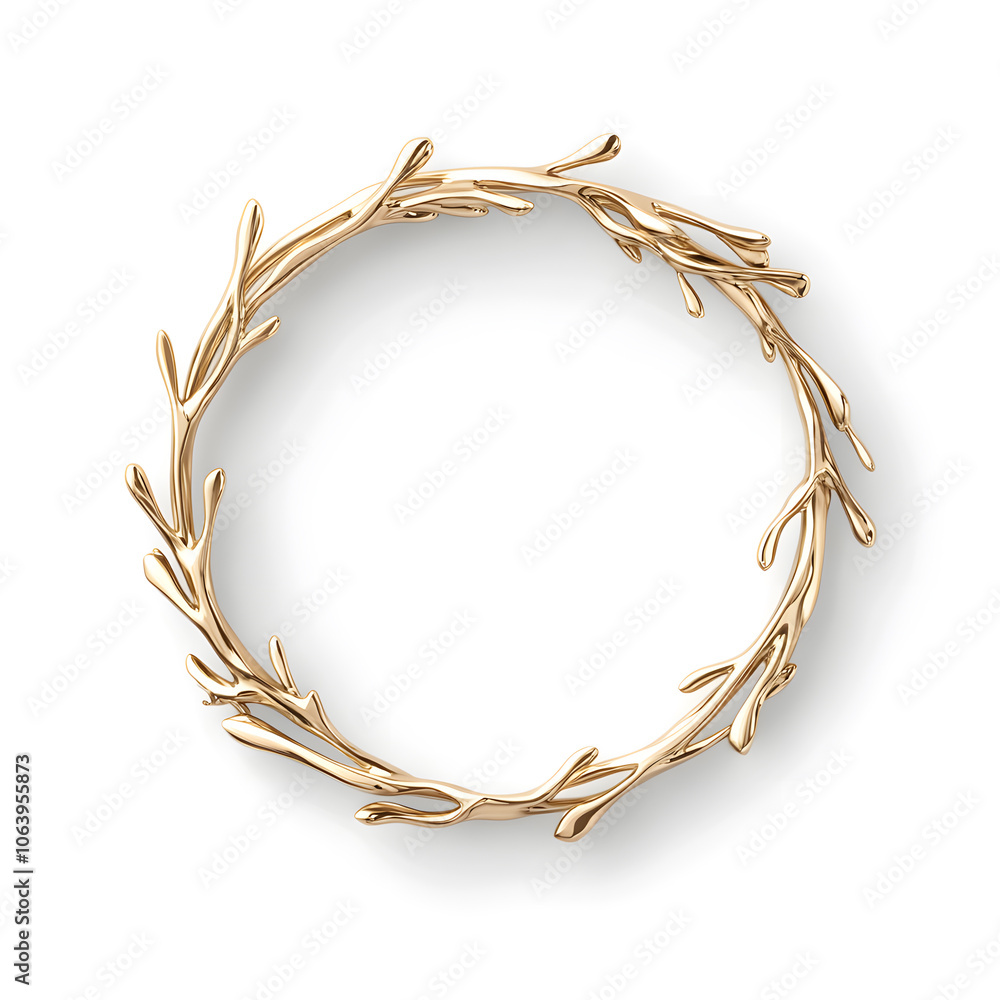 Floral metal golden frame isolated on white background Floral metal golden frame isolated on white background