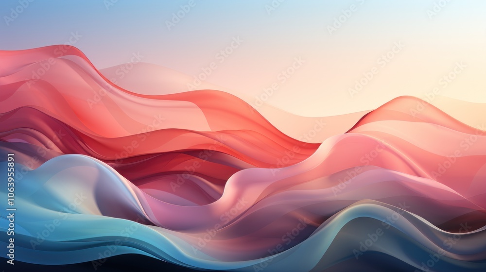 A serene abstract landscape with flowing waves in soft colors. A serene abstract landscape with flowing waves in soft colors.