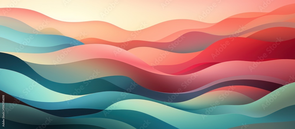 Abstract waves in soft colors create a serene and fluid landscape. Abstract waves in soft colors create a serene and fluid landscape.