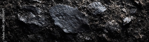 Close-up of a Rough, Black, Textured Rock Surface