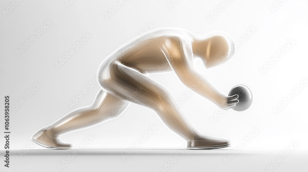 Figur beim Kegeln vor neutralem Hintergrund Figur beim Kegeln vor neutralem Hintergrund
