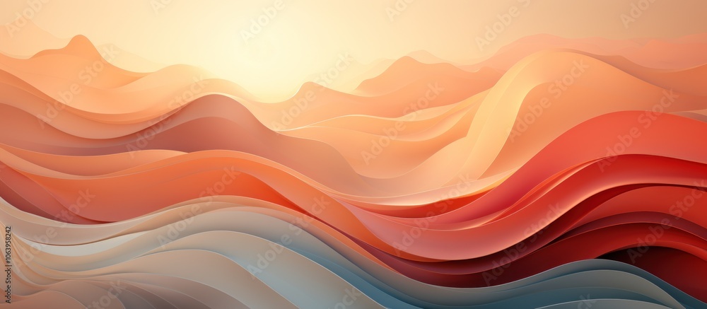 Abstract landscape with flowing waves in warm tones, evoking tranquility and nature. Abstract landscape with flowing waves in warm tones, evoking tranquility and nature.