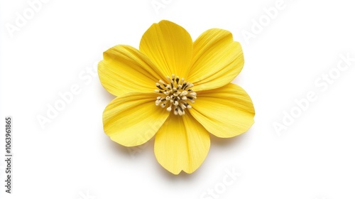 Wallpaper Mural A delicate yellow origami flower showcasing layered petals on a bright white backdrop, ideal for artistic decoration Torontodigital.ca