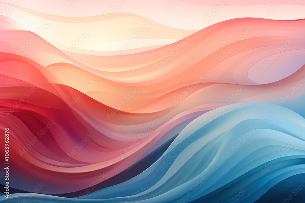 Fototapeta premium A vibrant abstract wave pattern with flowing gradients of warm and cool colors.