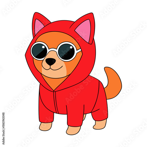 Cute Dog in Hoodie Riding a Bike.