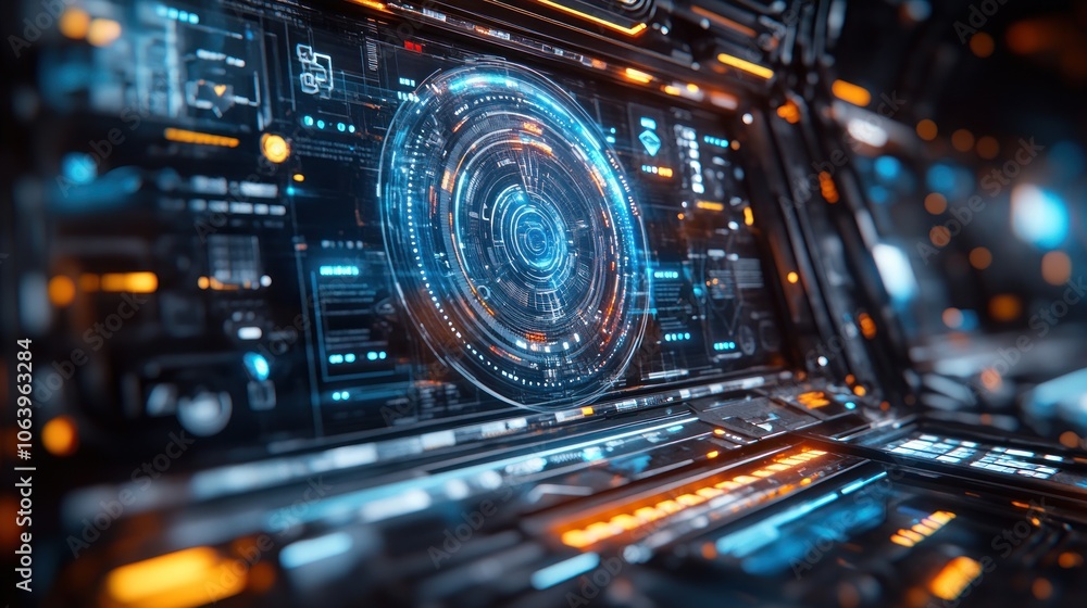 Cutting-edge tech accessories on a futuristic 3D holographic display. Cutting-edge tech accessories on a futuristic 3D holographic display.