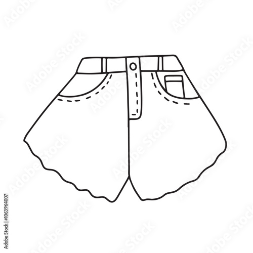 Hand drawn doodle denim shorts vector illustration