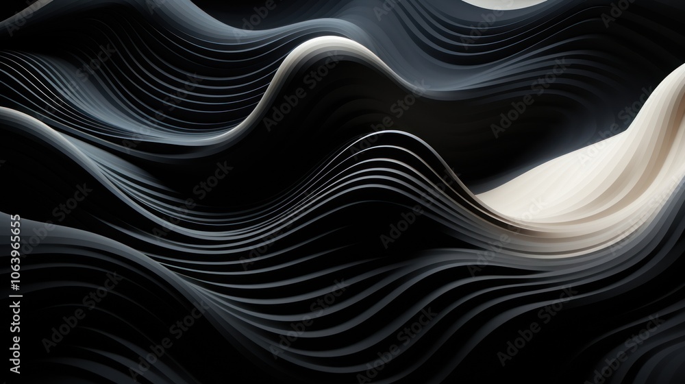 Abstract waves in monochrome colors create a dynamic and fluid visual texture. Abstract waves in monochrome colors create a dynamic and fluid visual texture.