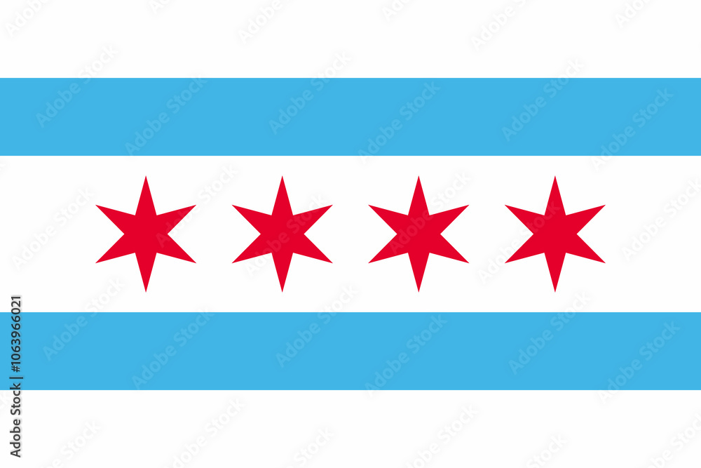 Obraz premium Vector image of the flag of Chicago with accurate proportions and official colors