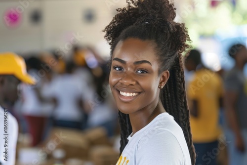 Portrait of a young female volunteer community center photo