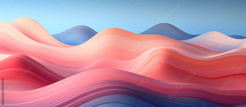 Abstract wavy landscape with soft gradients in pink and blue tones. Abstract wavy landscape with soft gradients in pink and blue tones.
