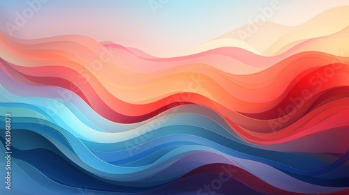 Abstract waves in gradient colors create a serene and dynamic visual landscape.