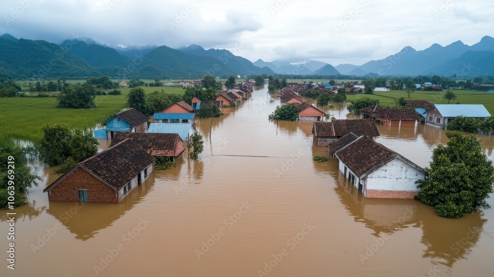 Village Homes Submerged in Flood Waters Village Homes Submerged in Flood Waters