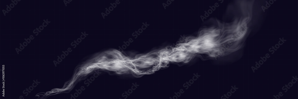 White smoke, vape, fog, smog. Illustration of smoke on a transparent background.
