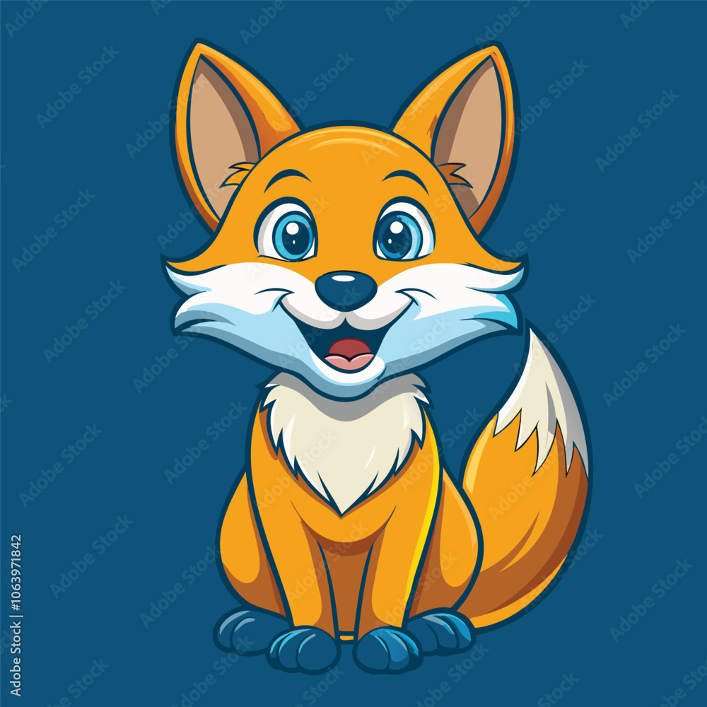 Obraz premium Cute Cartoon Fox with Fluffy Tail