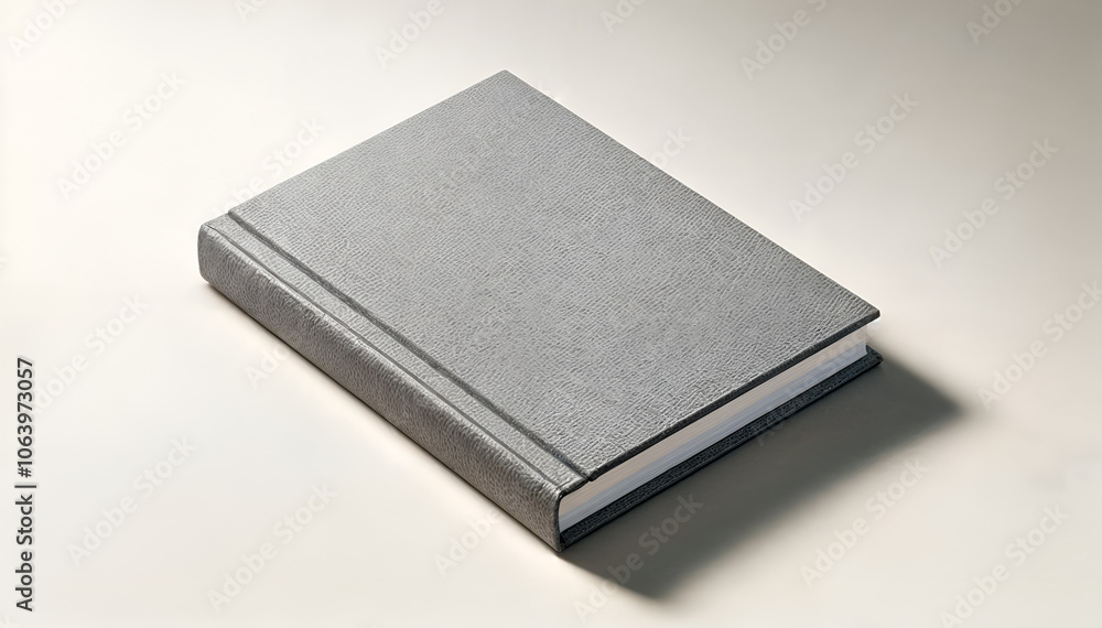 A 3D mockup of a hardcover book with a fabric cover, isolated on white background A 3D mockup of a hardcover book with a fabric cover, isolated on white background