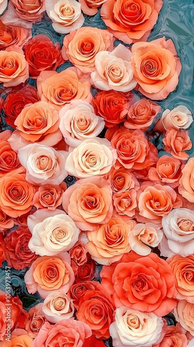  Orange and white flowers bob in water; ripples dance beneath