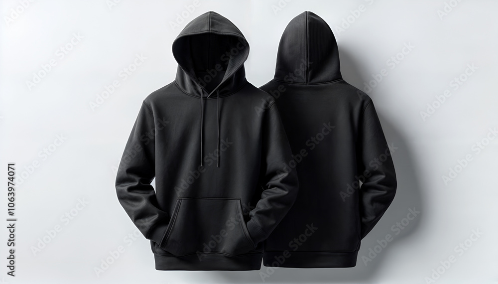 Blank black male hoodie sweatshirt long sleeve, mockup, isolated on white background. Blank black male hoodie sweatshirt long sleeve, mockup, isolated on white background.