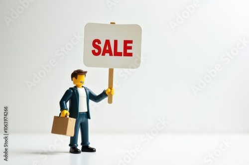 toy man holding a sign with the text (Sale)