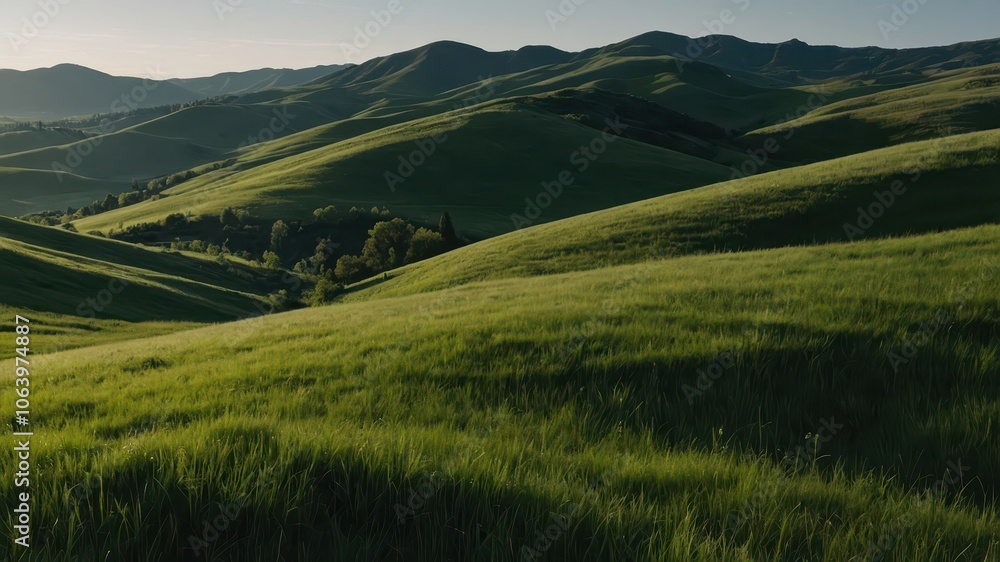 Obraz premium Green grassy hills
