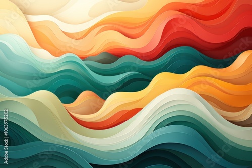 Abstract waves in vibrant colors create a dynamic, flowing composition.