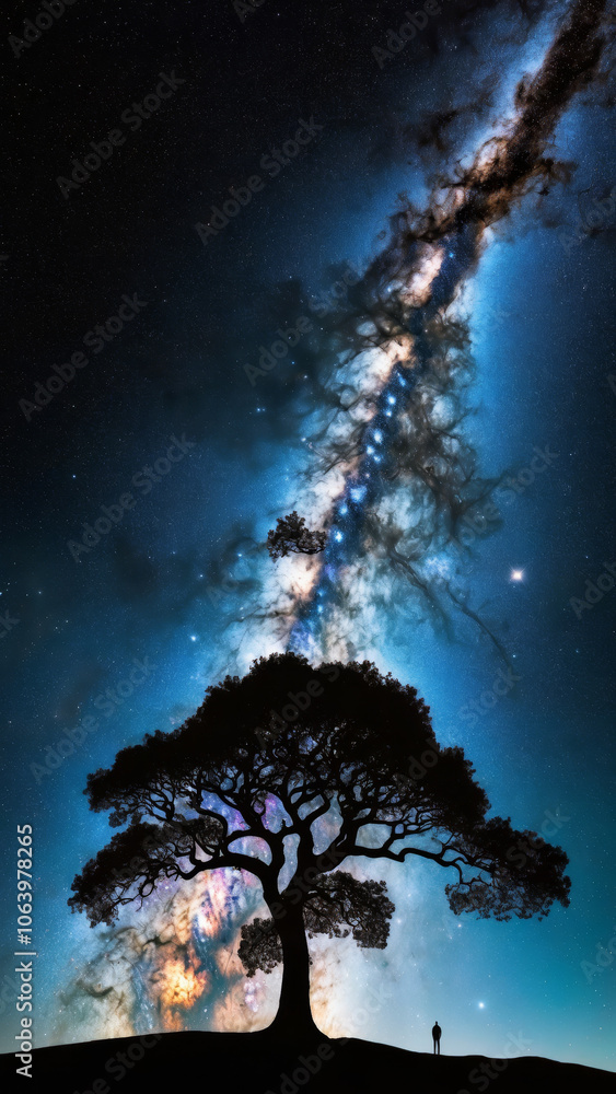 negative photograph of the shadows of a colossal tree silhouette, swirling nebula leaves, negative space, photorealistic Milky Way, stars, natures beauty, celestial wallpaper, universe background negative photograph of the shadows of a colossal tree silhouette, swirling nebula leaves, negative space, photorealistic Milky Way, stars, natures beauty, celestial wallpaper, universe background