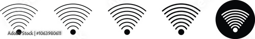 Set of 5 Wi-Fi signals icon - 1 Silhouette - 1 unexpanded vector - Wi-Fi icons, wireless signal symbols and illustrations, wi fi signal, signals, internet, network, technology, 5g, 4g, internet speed