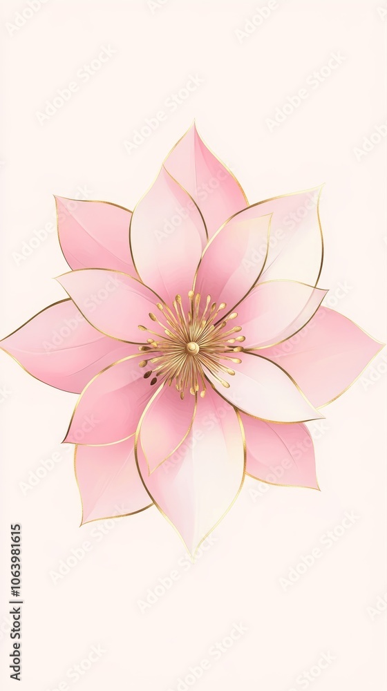 Delicate Ornate Soft Pink Flower Logo with Gold Accents for Luxury Branding Generative AI Delicate Ornate Soft Pink Flower Logo with Gold Accents for Luxury Branding Generative AI