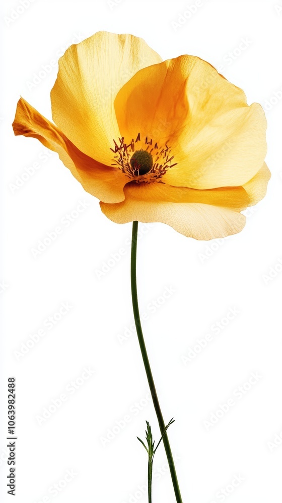 Pastel Yellow Flower Top Part on White Background Generative AI Pastel Yellow Flower Top Part on White Background Generative AI