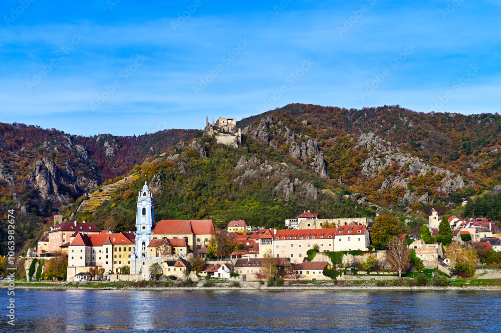 Fototapeta premium Durnstein along the Danube River in Wachau Valley,Austria