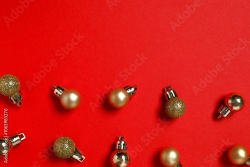 Wallpaper Mural Festive Christmas background with different balls on color background  Torontodigital.ca