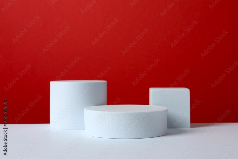 White podium on two tone background White podium on two tone background