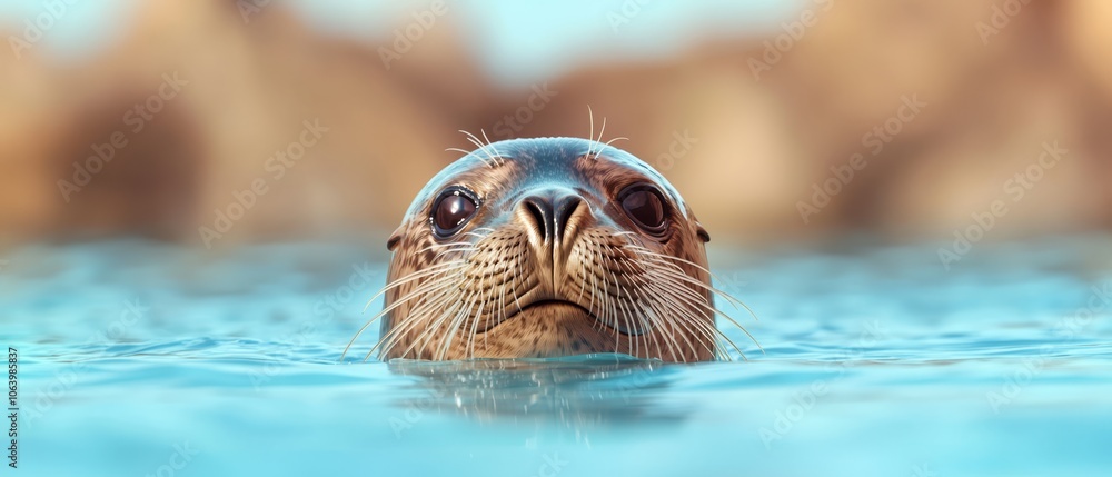 Fototapeta premium A tight shot of a seal submerged in water