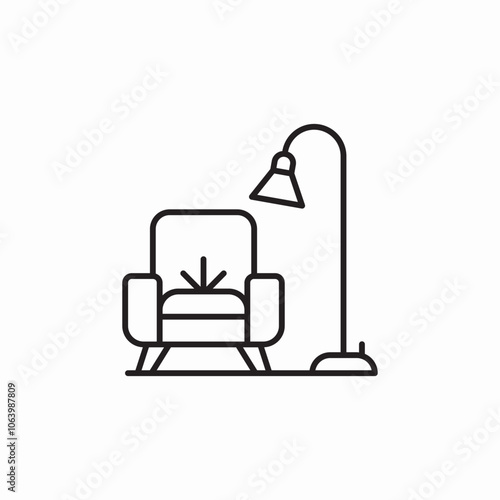 armchair lamp icon sign vector