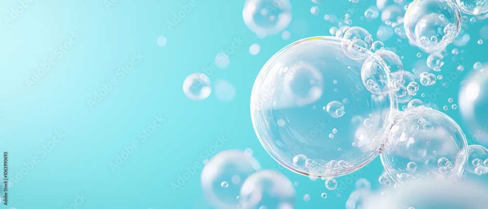 A collection of soap bubbles suspended in the air A collection of soap bubbles suspended in the air