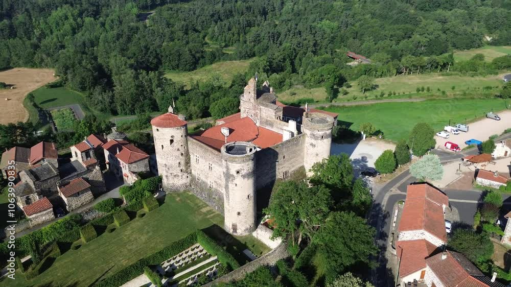 drone video Saint Vidal fortress france europe drone video Saint Vidal fortress france europe