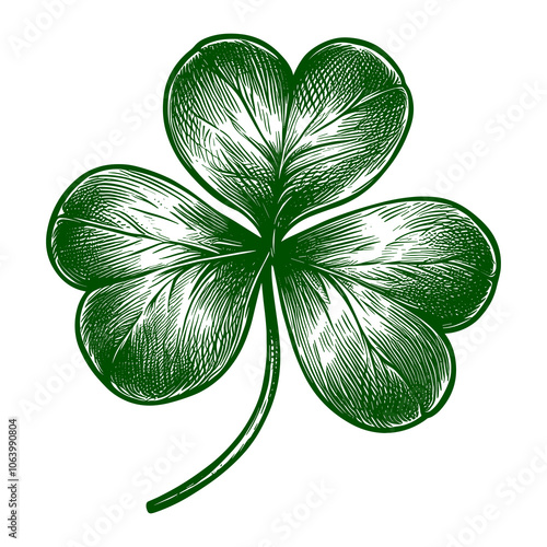 A hand-drawn sketch of a shamrock is presented as a vector illustration