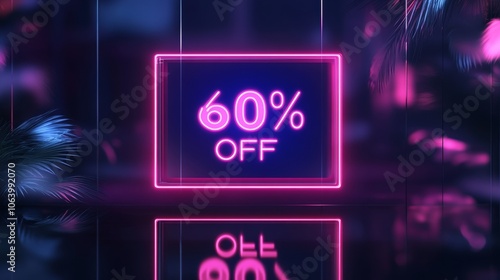 Glowing Neon Light Frame with Blush Text on Dark Background, Abstract Art Concept Generative AI photo