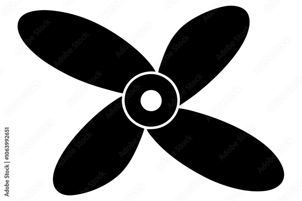 Fan propeller blades silhouette icon. Rotation of three, four and eight bladed turbines.on white. Fan propeller blades silhouette icon. Rotation of three, four and eight bladed turbines.on white.