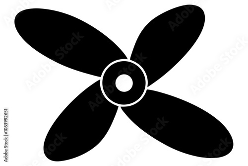Fan propeller blades silhouette icon. Rotation of three, four and eight bladed turbines.on white.