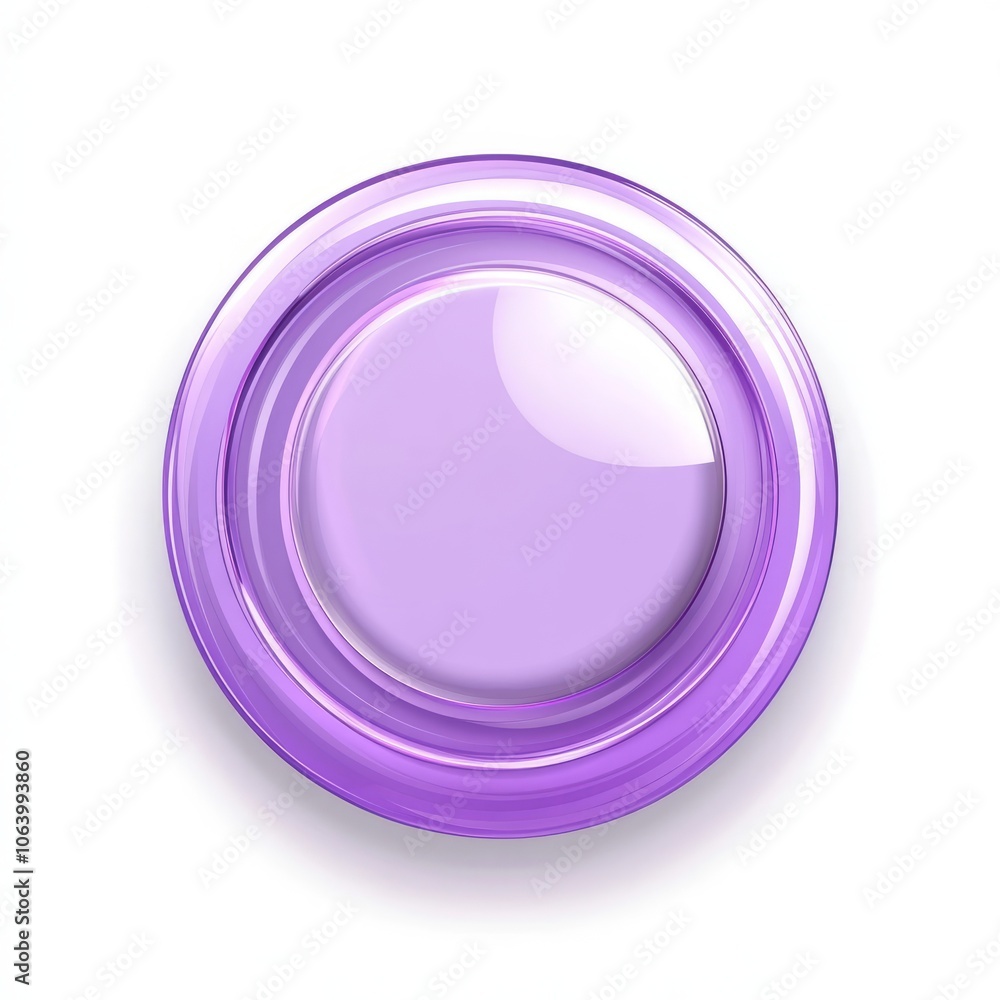 Obraz premium Glossy purple button with a white background.