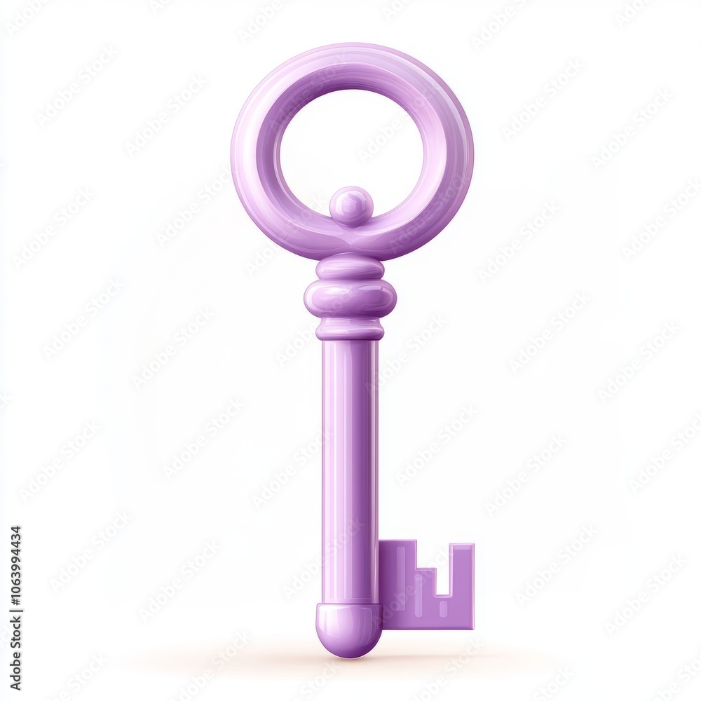 A purple key with a round handle. A purple key with a round handle.