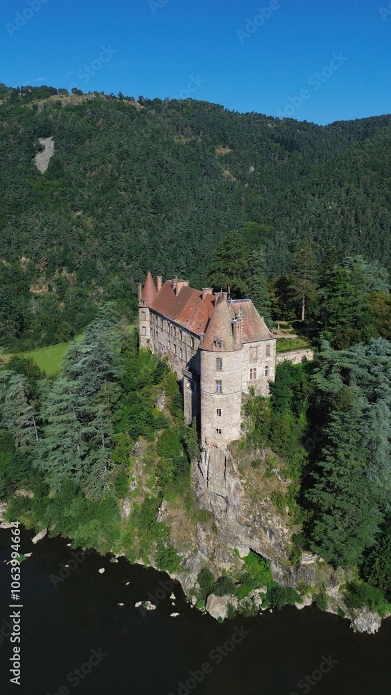 Fototapeta premium drone photo Lavoute Polignac castle france europe