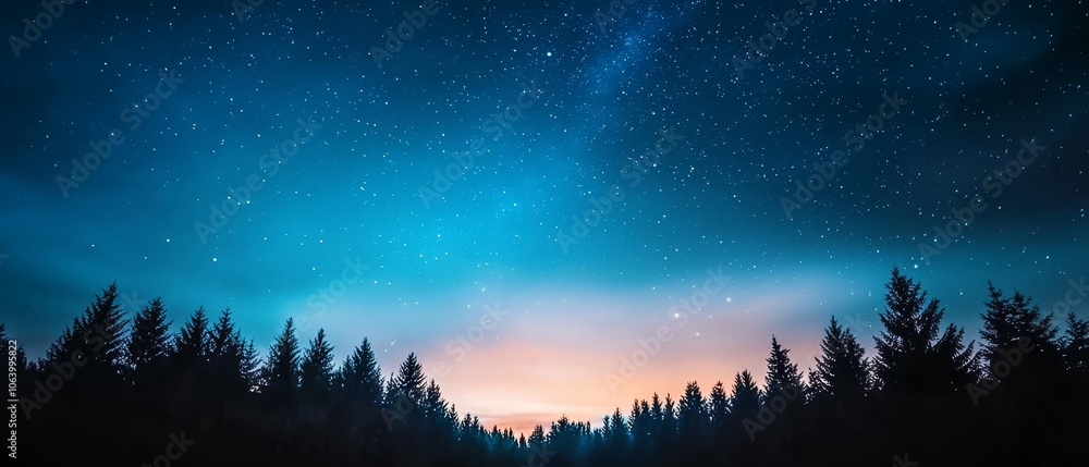 A night sky with stars and trees in the foreground A night sky with stars and trees in the foreground