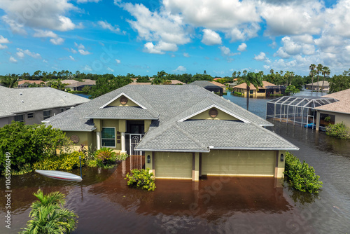Photography Flooding in Florida caused by tropical storm from hurricane Debby