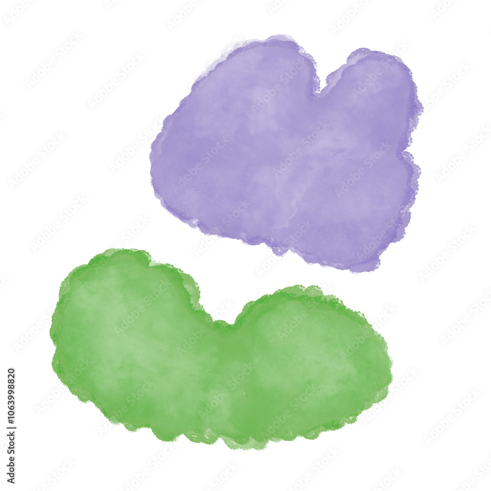 Purple Green Watercolour Shapes Purple Green Watercolour Shapes